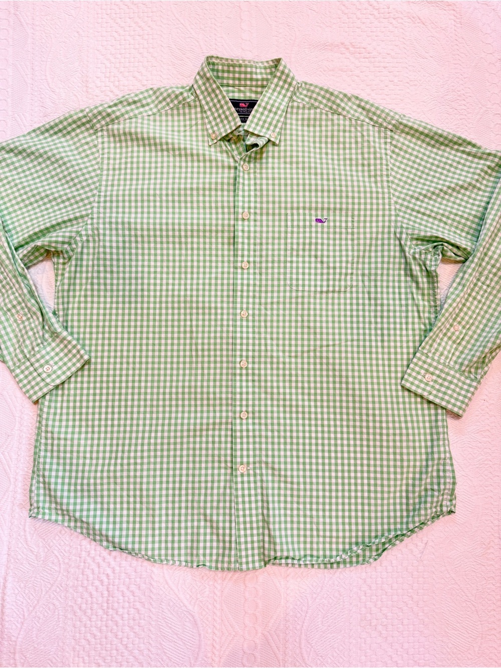Vineyard Vines Tucker Shirt Green White Check Button Down Oxford Men’s XL Preppy